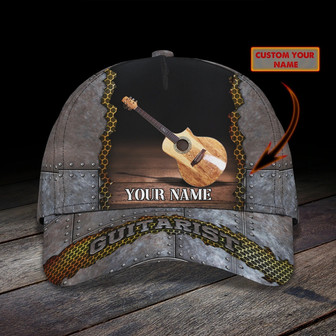 Personalized Baseball Wood Guitar Cap For Musican, Guitarist Cap Hat, Summer Travel Guitar Full Print Cap Hat - Thegiftio UK
