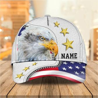 Personalized Eagle American Baseball Cap Hat, White Cap Hat For Of July, Eagle Usa Cap Hat - Thegiftio UK