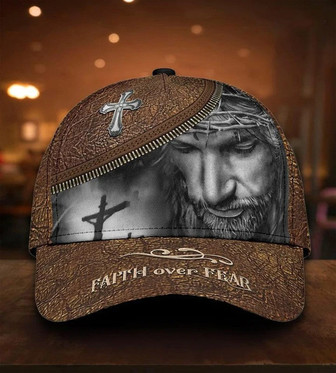 Personalized Faith Over Fear Jesus Christ Cap All Over Prints Hat for Christian Hat - Thegiftio