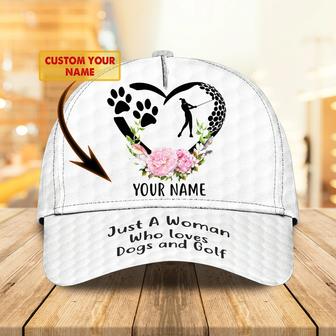 Personalized Full Printed Cap For Girl Love Golf And Dog, Golf Cap Hat For Her Hat - Thegiftio UK