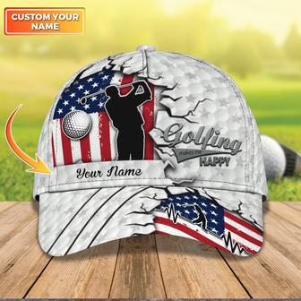 Personalized Golfing Baseball Cap Hat For Men And Woman, Golfing Make Me Happy, Golf Cap Hat - Thegiftio UK