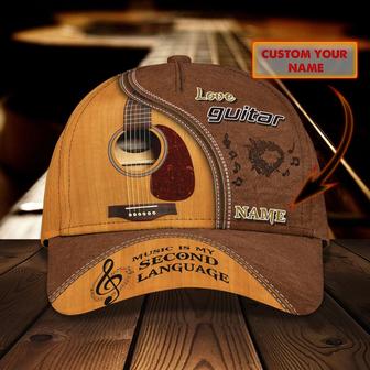 Personalized Guitar Full Print Cap Hat For Musican, Guitarist, Music Is My Second Language, Music Lover Gift Hat - Thegiftio