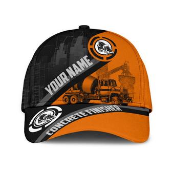 Personalized With Name Concrete Finisher Orange Mixer Classic Cap Hat, Baseball Cap Hat For Concreter Man Hat - Thegiftio UK