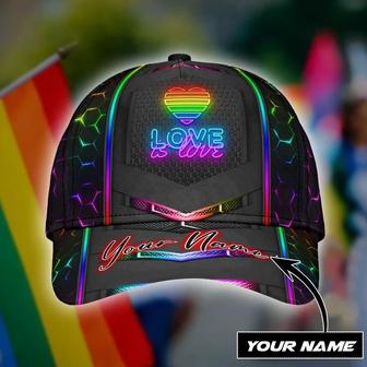 Personalized With Name Gay Pride Accessories For Pride Month, Love Is Love Printing Baseball Cap Hat - Thegiftio UK
