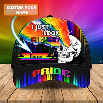 Personalized Name Lgbt Pride I Just Look Straight Rainbow Hats Mens Womens Classic Cap Hat - Thegiftio