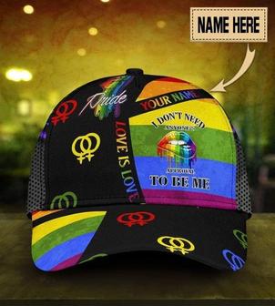 Personalized With Name Lgbtq Cap, I Don't Need Anyone's Approval Lgbt Printing Baseball Cap Hat - Thegiftio UK