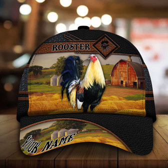 Personalized All Over Print Rooster Cap Hat, Premium Rooster Leather Cap, Chicken Hat Cap Hat - Thegiftio