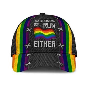 Pride Baseball Cap Hat, LGBT These Colors Don't Run Either, Gifts For Couple Gay Man Hat - Thegiftio UK