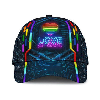 Pride Baseball Cap, Lgbt Modern Style Love Is Love Form All Over Printing Classic Cap Hat - Thegiftio UK
