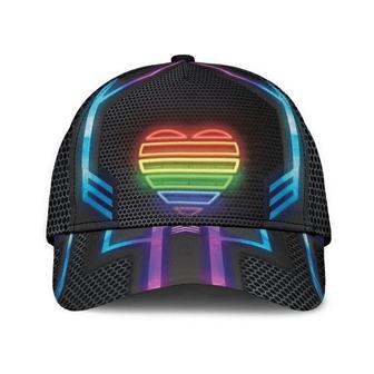 Rainbow Heart Proud Lgbt Baseball Cap, All Over Printing Cap Hat For Gay Couple, Lesbian Accessories Hat - Thegiftio UK
