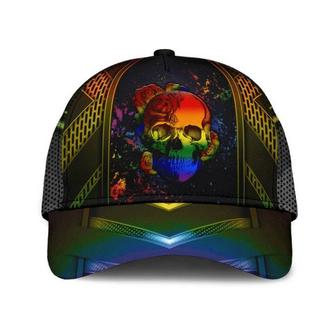 Skull Pride Baseball Cap Show Off Your True Color LGBT Printing Baseball Cap Hat, Gift For Couple Gaymer Hat - Thegiftio UK
