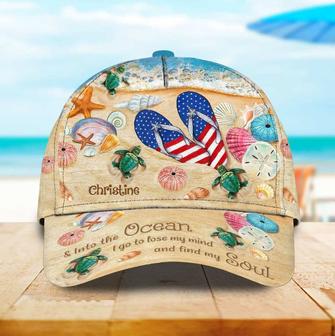 Summer Personalized Seashell Beach Turtle Baseball Cap for Girl, Beach Turtle Hat for Daughter Hat - Thegiftio