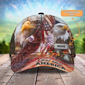Customized America Eagle Full Printed Baseball Cap Hat, God Bless America Classic Cap Hat - Thegiftio