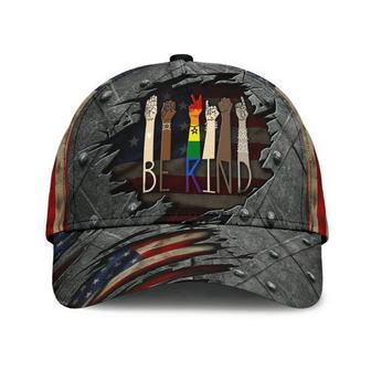 LGBTQ Cap, Grunge Us Flag Be Kind Lgbt Baseball Cap Hat, Gift For Gay Friend, Lesbian Pride Accessories Hat - Thegiftio