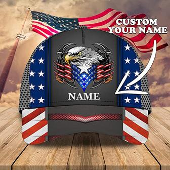 Patriotic Bald Eagle Printed Hat In A American Flag Mens Women Classic Cap Hat - Thegiftio