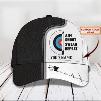 Personalized Aim Shoot Swear Repeat Classic Cap for Archer, Funny Archery hat for Man Hat - Thegiftio UK