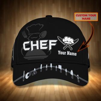 Personalized Black Baseball Chef Cap, All Over Printed Classic Chef Hat, Chef Cap, Present To Master Chef Hat - Thegiftio