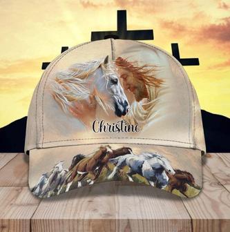 Personalized Horse and Jesus Baseball Cap, Custom Horse Hat for Horse Lovers Hat - Thegiftio UK