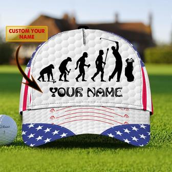 Personalized Progress Of A Golf Master Cap Hat, I Love Golf Full Print White Cap Hat - Thegiftio UK
