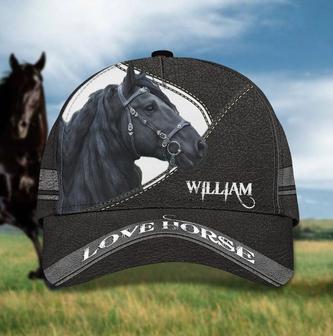 Personalized Black Horse Classic Cap Horse Hat For Horse Lovers - Thegiftio