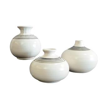 Ceramic 3 Vases Set, Small Short Vase Set For Country Home Decoration, Modern Farmhouse Decoration, Living Room Decoration | Rusticozy