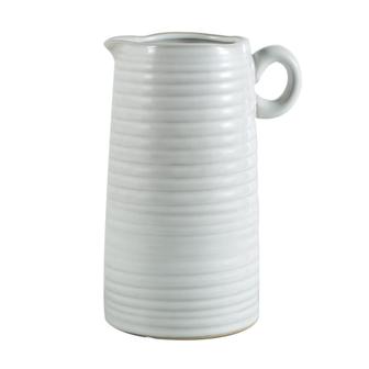 White Ceramic Jug Vase for Flower Rustic Milk Jug with Handle Living Room Rustic Home Decor | Rusticozy