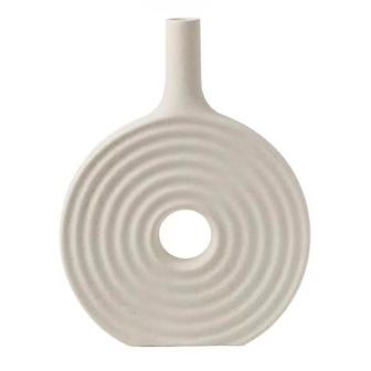 Cream Ceramic Round Vase Modern Vase Boho Home Decor Minimalism Style  | Rusticozy