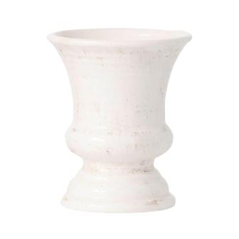 White Ceramic Urn Vase Rustic Distressed French Country Rustic Home Decor | Rusticozy