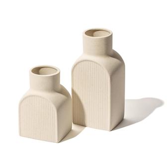 Cream Ceramic Vases Flower Planter Set Coastal Decor Rustic Home Decor Set Of 2 | Rusticozy