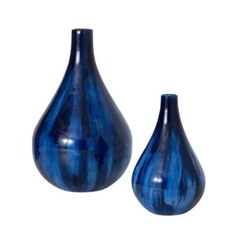 Cobalt Blue Ceramic Vase, Living Room Decoration, Ideal Gift For Wedding, Set Of 2 | Rusticozy
