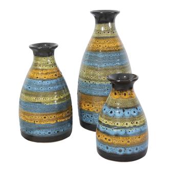 Colourful Ceramic Flower Vase Set Of 3, Pampas Grass Vase Elegant Decorative Lava Vase For Home Decor Living Room  | Rusticozy