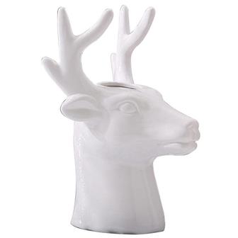 White Deer Head Vase Ceramic Vase, Table Modern Farmhouse Home Decor  | Rusticozy
