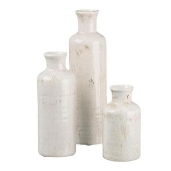 Distressed Decorative Vases, Home Decoration, Multi-Purpose Decorative Ceramic Faux Floral Vase Set Of 3 | Rusticozy