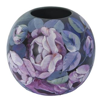 Hand Painted Flower Vase, Pottery Floral Painting Design, Decorative For Flower Arrangement, Home Decoration, Purple Blue | Rusticozy