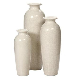 Ivory Ceramic Vases Set Of 3 Boho Farmhouse Home Living Room Decor | Rusticozy