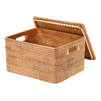 Lidded Wicker Basket Rattan Basket With Lid Handwoven Basket For Organizing Boho Home Decor | Rusticozy