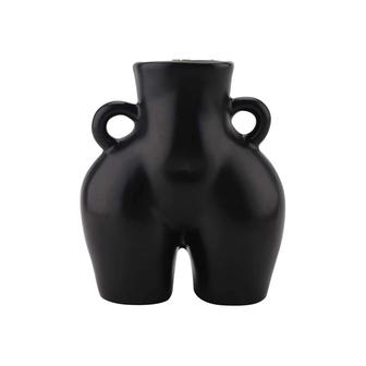 Matte Black Ceramic Vase, Zhetian Body Vase, C-Shape Modern Bohemian Art Vase, Home Decor Gift For Her | Rusticozy