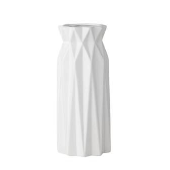 Mid Century Vase, White Ceramic Table Vase, Living Room Boho Home Decor | Rusticozy