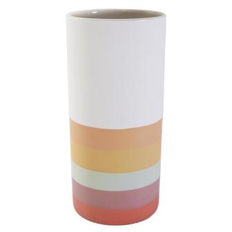 Modern Farmhouse Decorative Ceramic Cylinder Vase, Rainbow Colorful Vase, Room Décor Accents, Rustic Home Décor | Rusticozy
