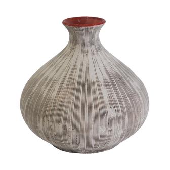 Nordic Style Embossed Ceramic Vase, Minimalist Textured Flower Vase White Black Striped, Big | Rusticozy