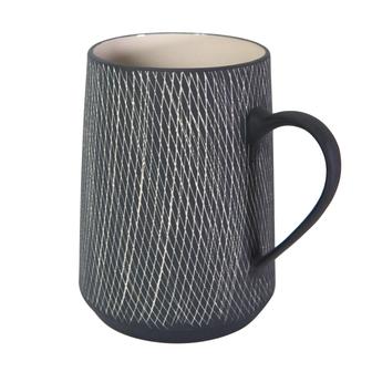 Rustic Ceramic Coffee Cup With Handle, Aesthetic Mug For Men Women, Boho Earth Tone Ceramic Mug For Home Decor, Black | Rusticozy