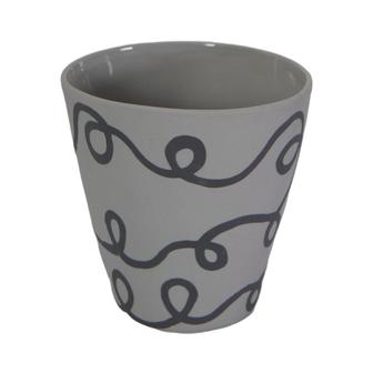 Small Grey Ceramic Succulent Pot With Drainage, Mini Flower Pot Cactus Faux Plants Herb Container, Home Decor, Black Ribbon | Rusticozy