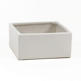 White Square Ceramic Vase Short Square Floral Planter Home Office Decor Gift For Him | Rusticozy