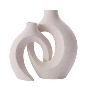 Unglazed Ceramic Vase Living Room Modern Farmhouse Home Decor Set Of 2 | Rusticozy