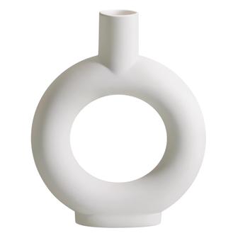 White Ceramic Round Vase Decorative Hollow Donut Floral Vase Home Decor | Rusticozy
