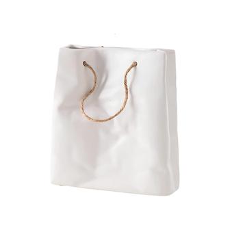 White Paper Bag Ceramic Vase, Exquisite Rustic, Elegant Ceramic Vase, Decorative Vase, Home Decor | Rusticozy