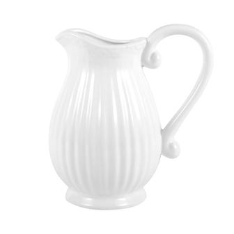 White Pitcher Vase, Ceramic Vase, Living Room Decor, Home Decor | Rusticozy