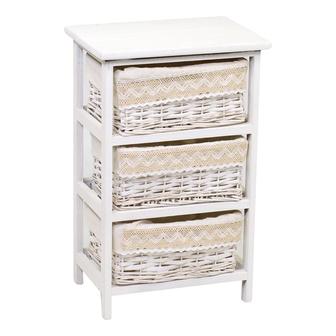 White Wicker Basket Dresser Standing Storage Basket Stand Home Decoration Set Of 3 | Rusticozy