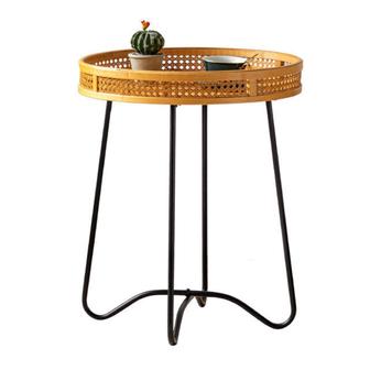 Wicker Basket Side Table Rattan Small Round Table Round Coffee Table Living Room Furniture | Rusticozy