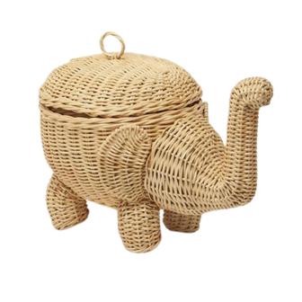 Wicker Rattan Elephant Shaped Storage Wicker Basket Boho Home Decor | Rusticozy